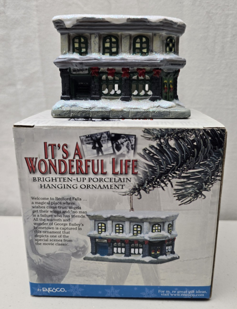 It's a Wonderful Life Bailey Savings And Loan Light Up Porcelain Ornament Enesco